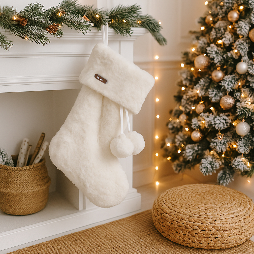 chaussette-noel-personnalisee-fourrure-blanche-pompon
