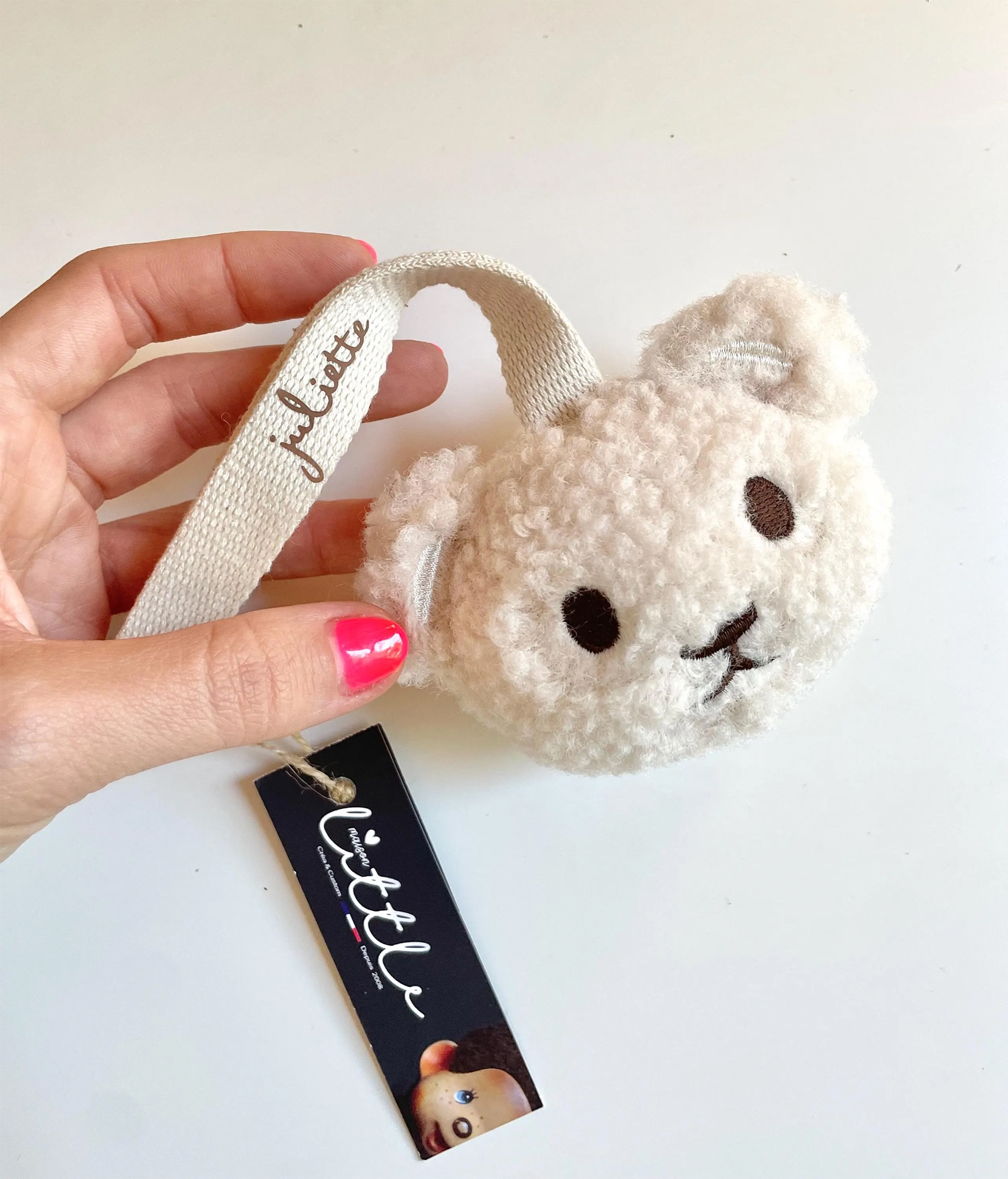 ourson attache sucette creme avce personnalisation
