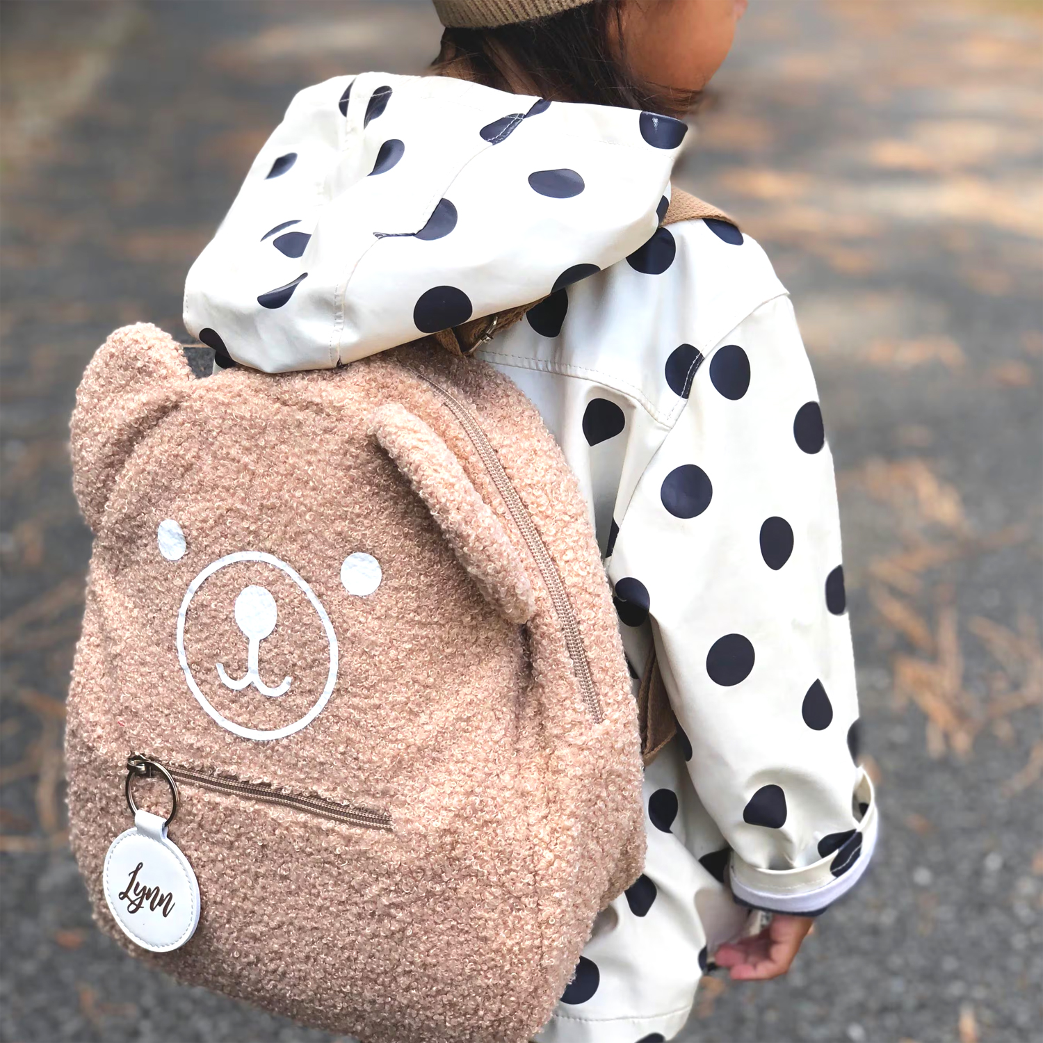 sac à dos oreilles dourson avec porte clef personnalisé prénom