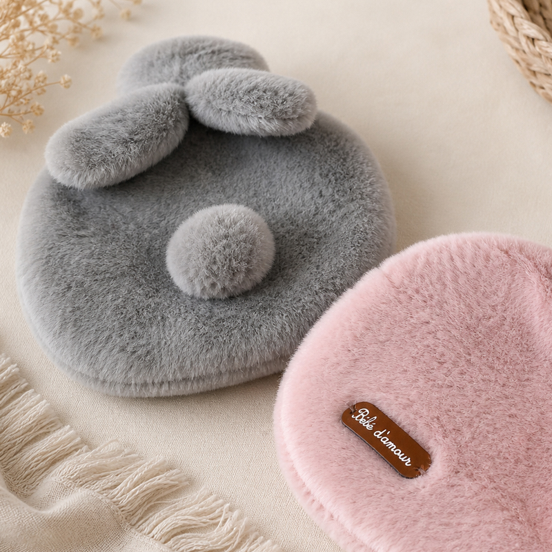 petite bouillotte à eau rose et gris