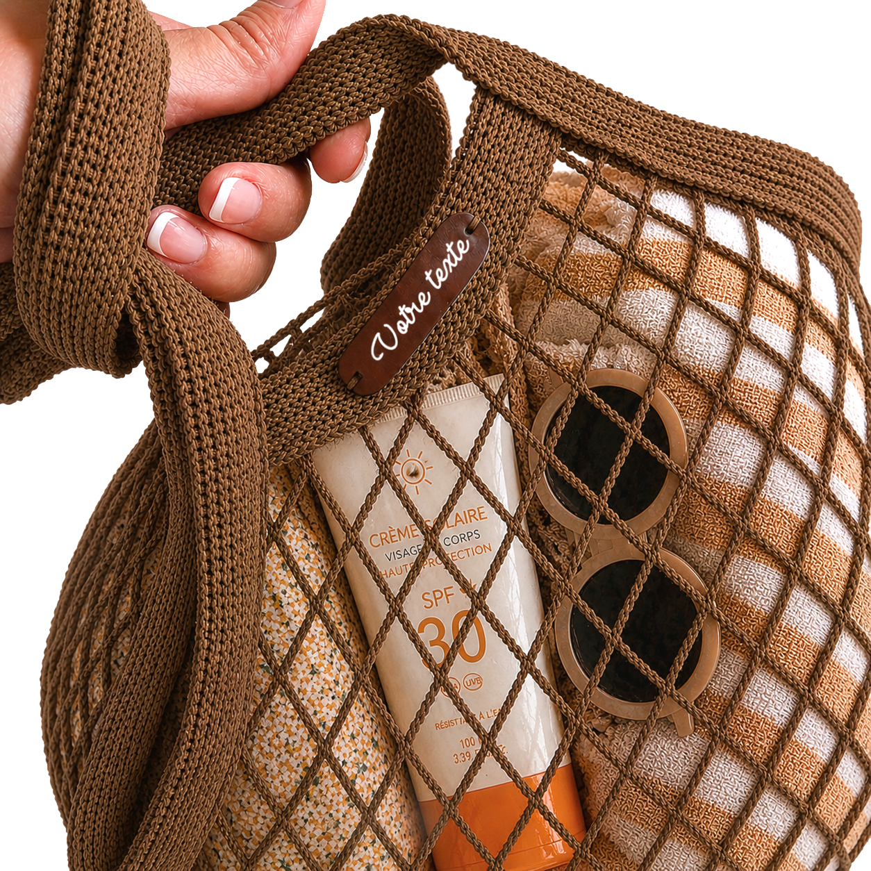 sac-filet-plage-personnalise-votre-texte-marron