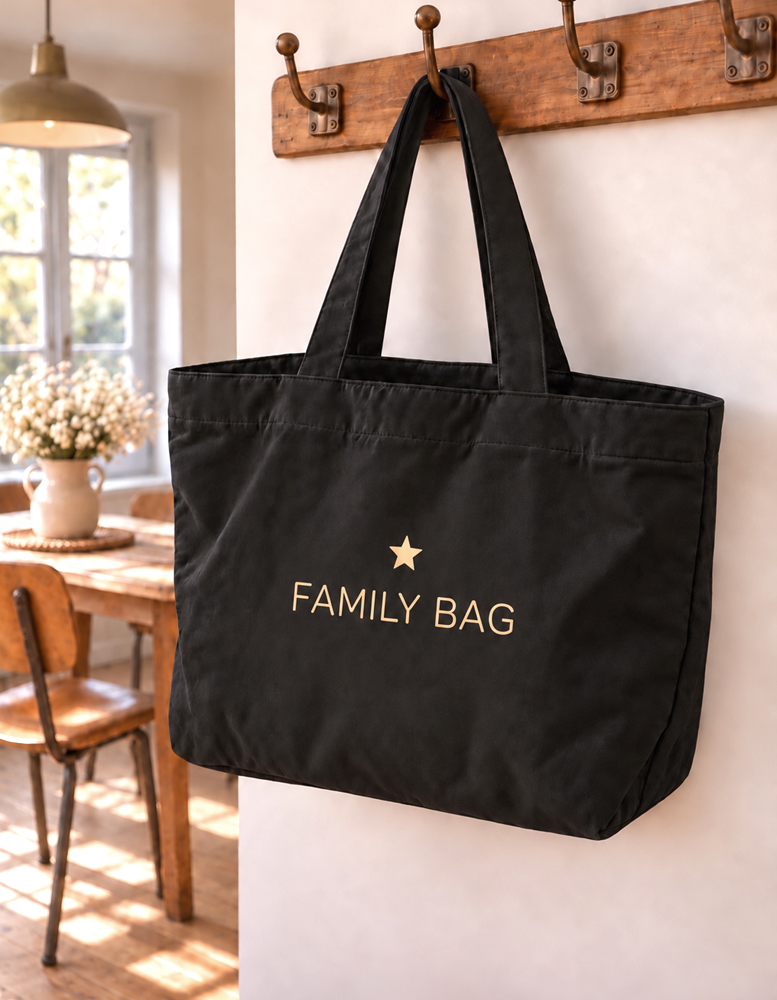 sac-cabas-noir-family-bag-etoile-doree-grand-sac-fourre-tout-famille