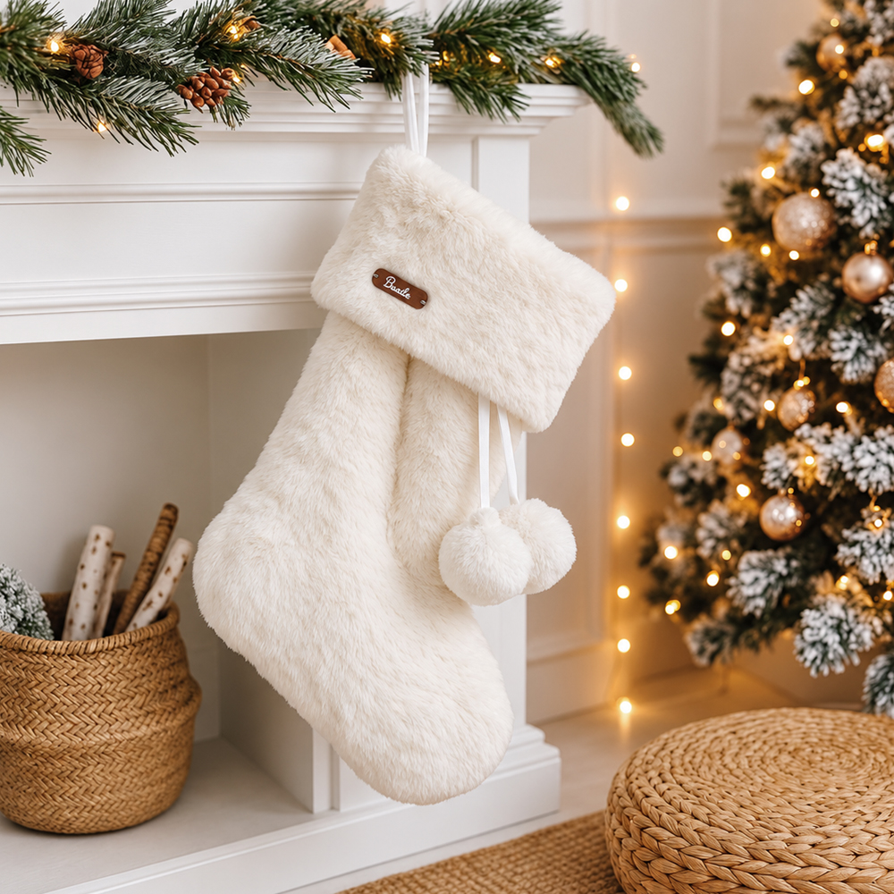 chaussette-noel-personnalisee-fourrure-blanche-pompon