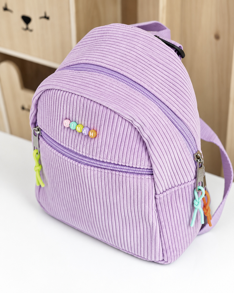 sac a dos velours prenom coloré