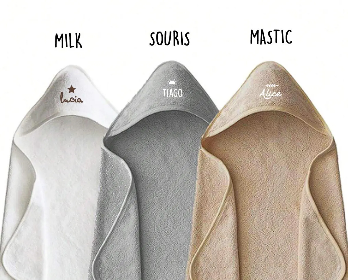 couleurs cape de bain blanc, gris, beige personnalisé