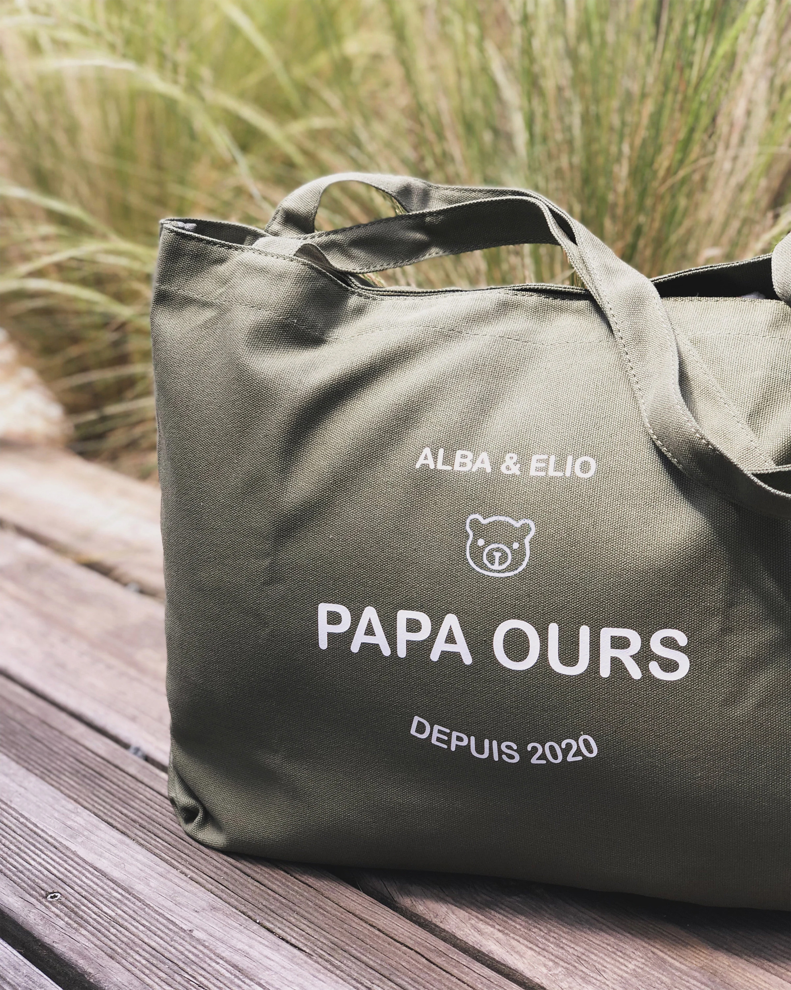 grand sac toile homme militaire texte prénom