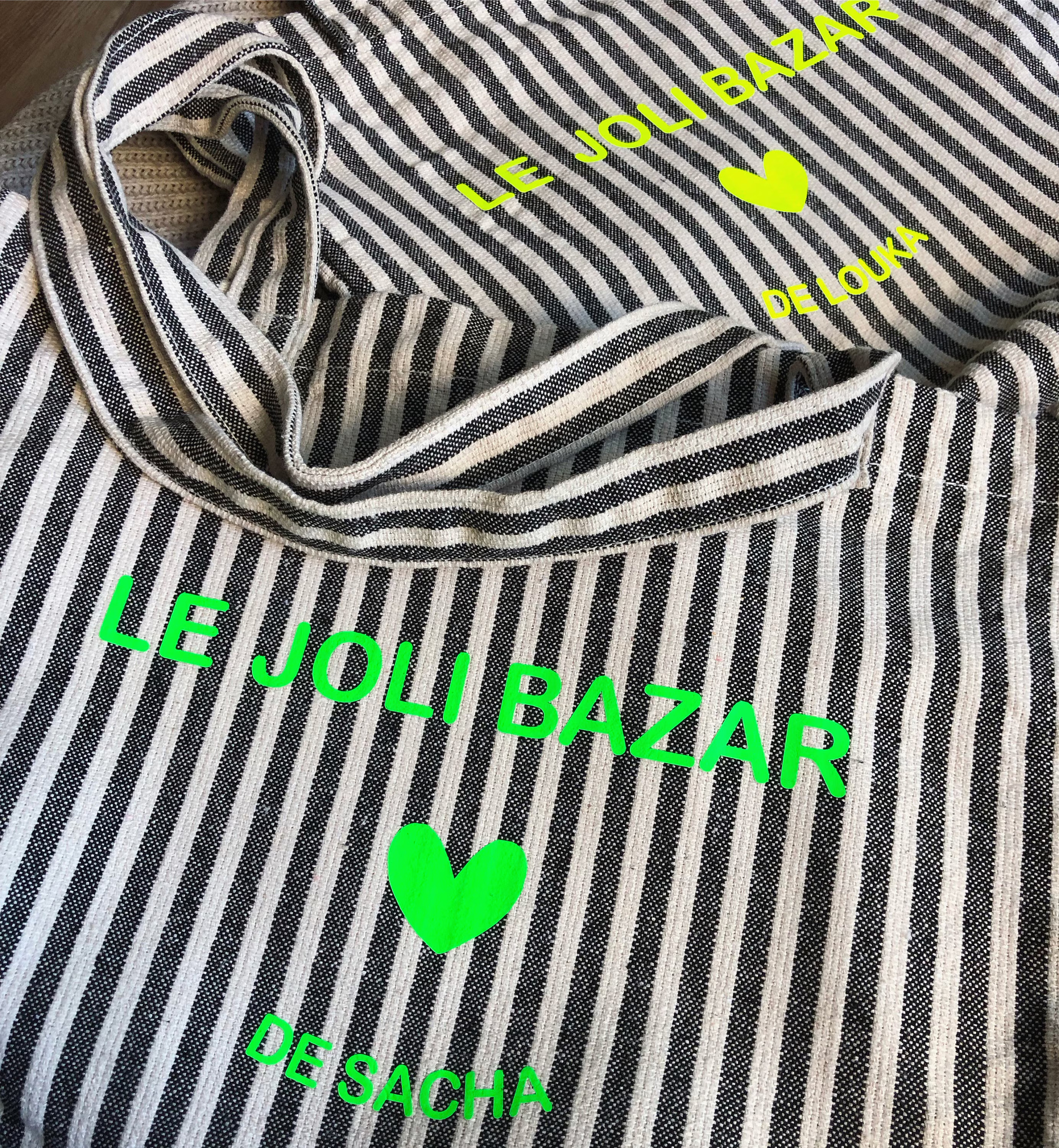 grand sac dété personnalisé prénom fluo