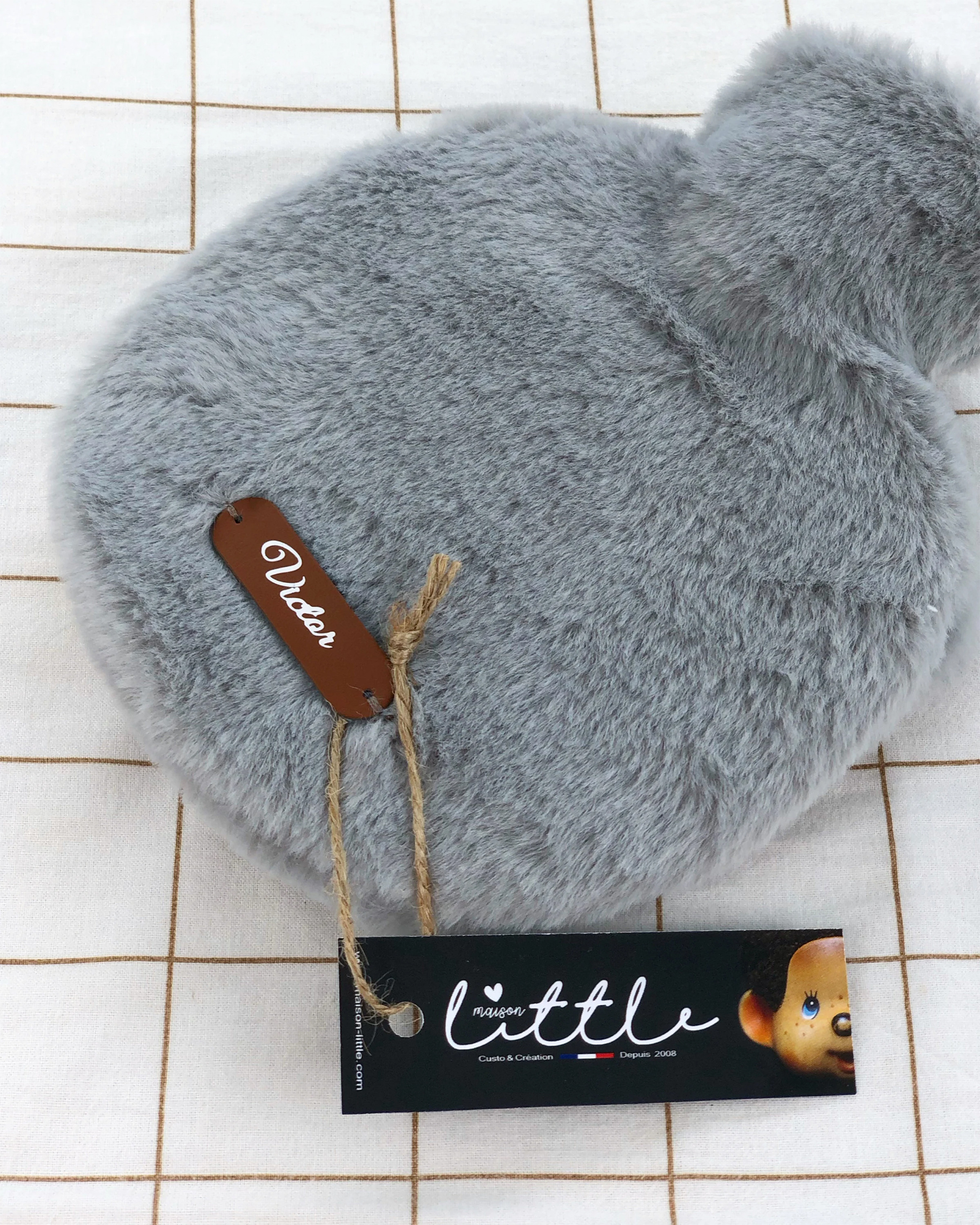 mini bouillotte grise prénom