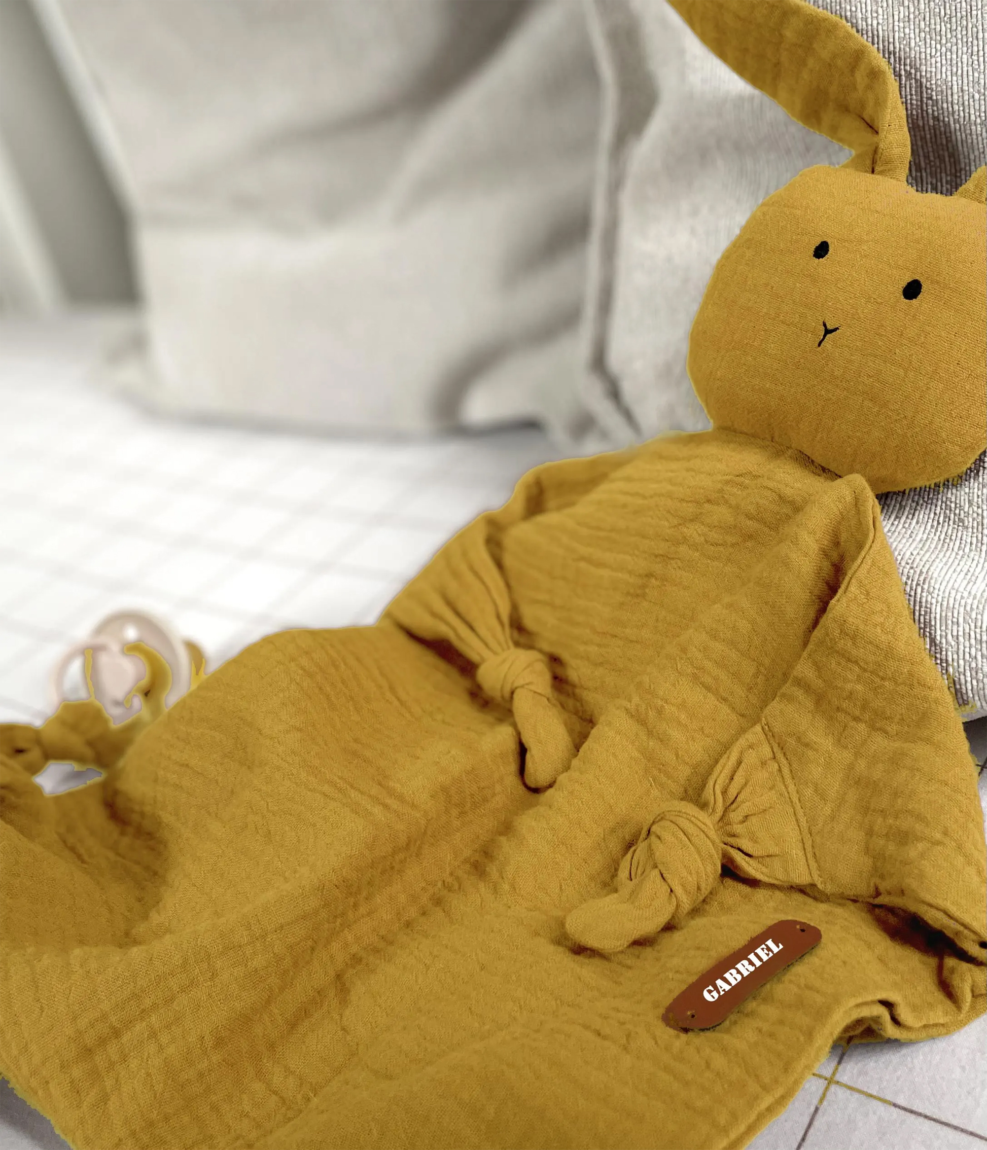 doudou plat moutarde personnalisé