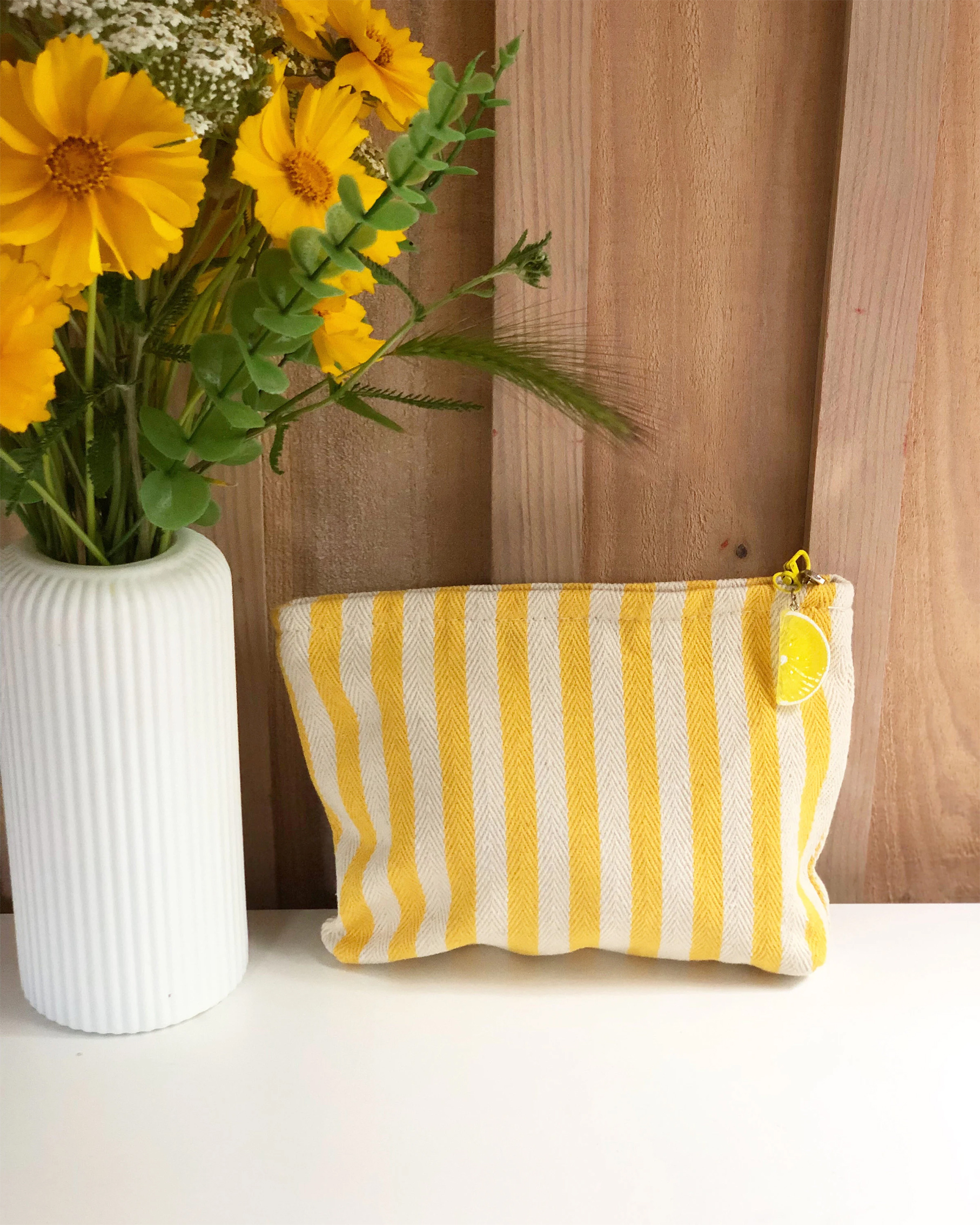 pochette rayures citron