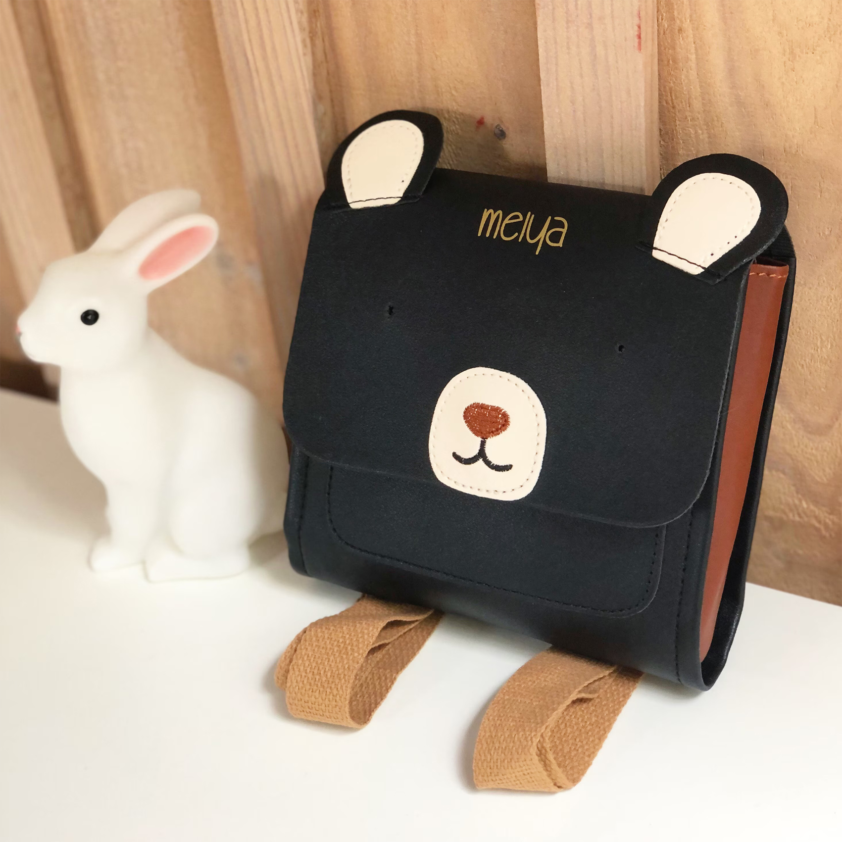 sac écolier simili cuir personnalisable noir doré