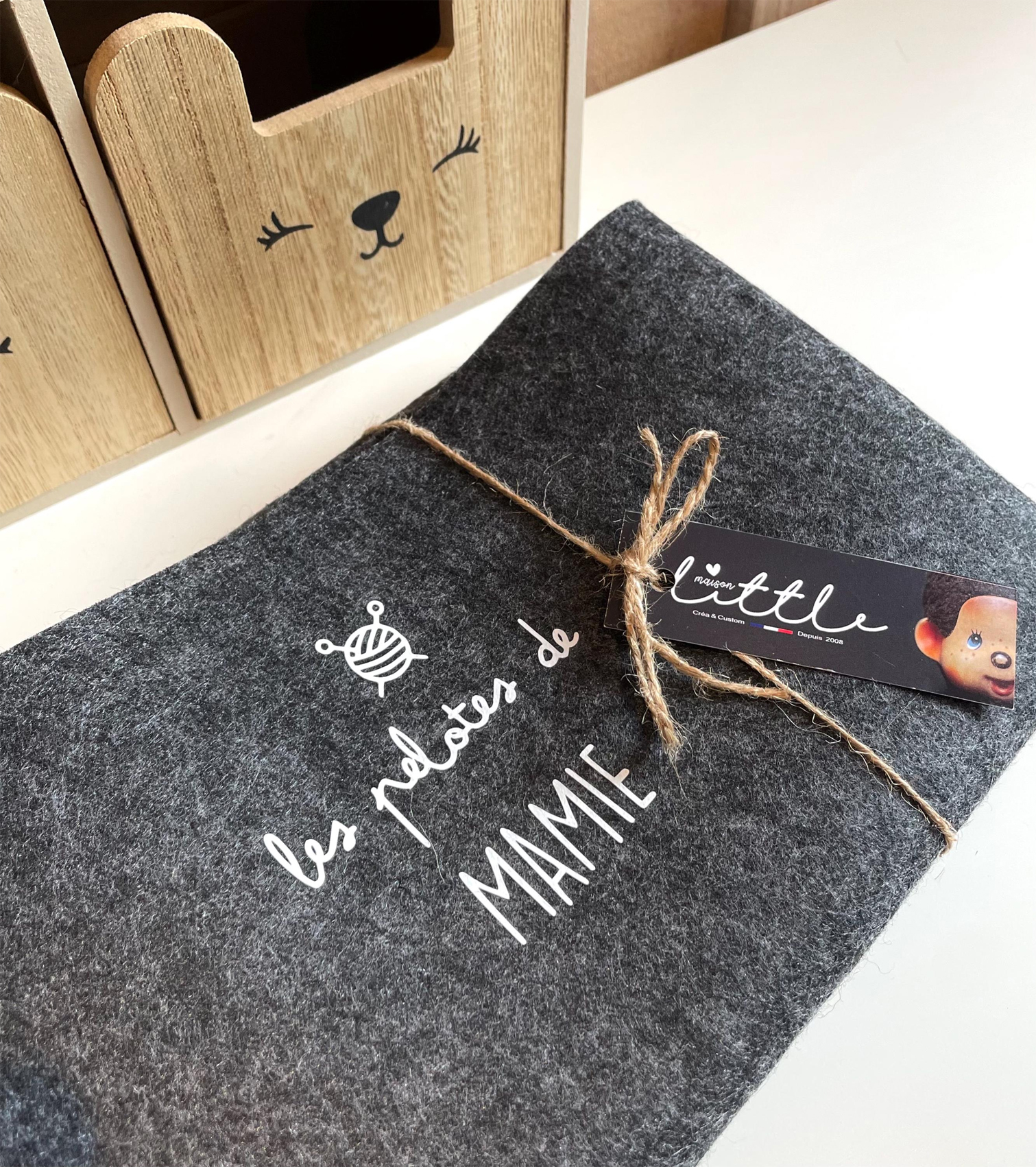 panier rangement feutre pliable texte