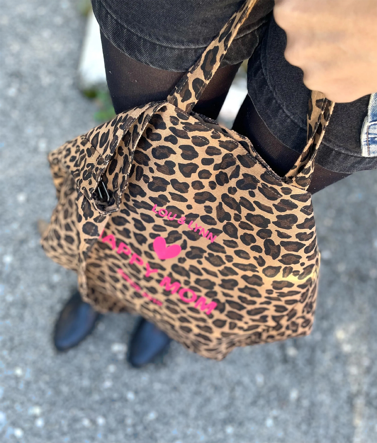 sac a main rose fluo imprime leopard