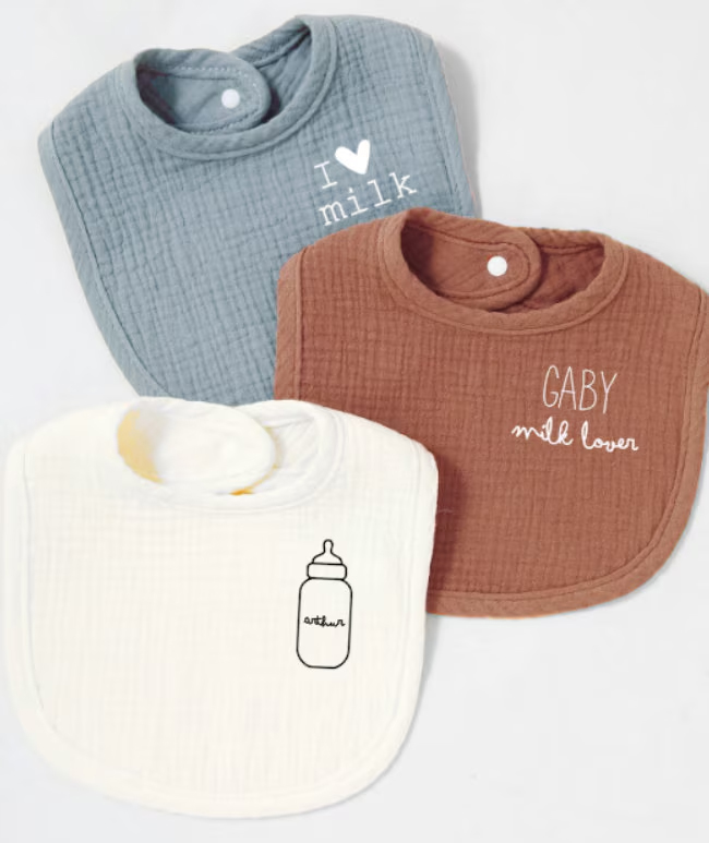 bavoir gaze coton biberon milk