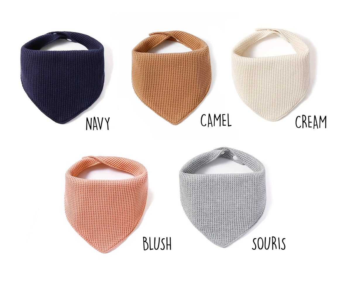 bavoir eponge marine camel blanc rose et gris chiné