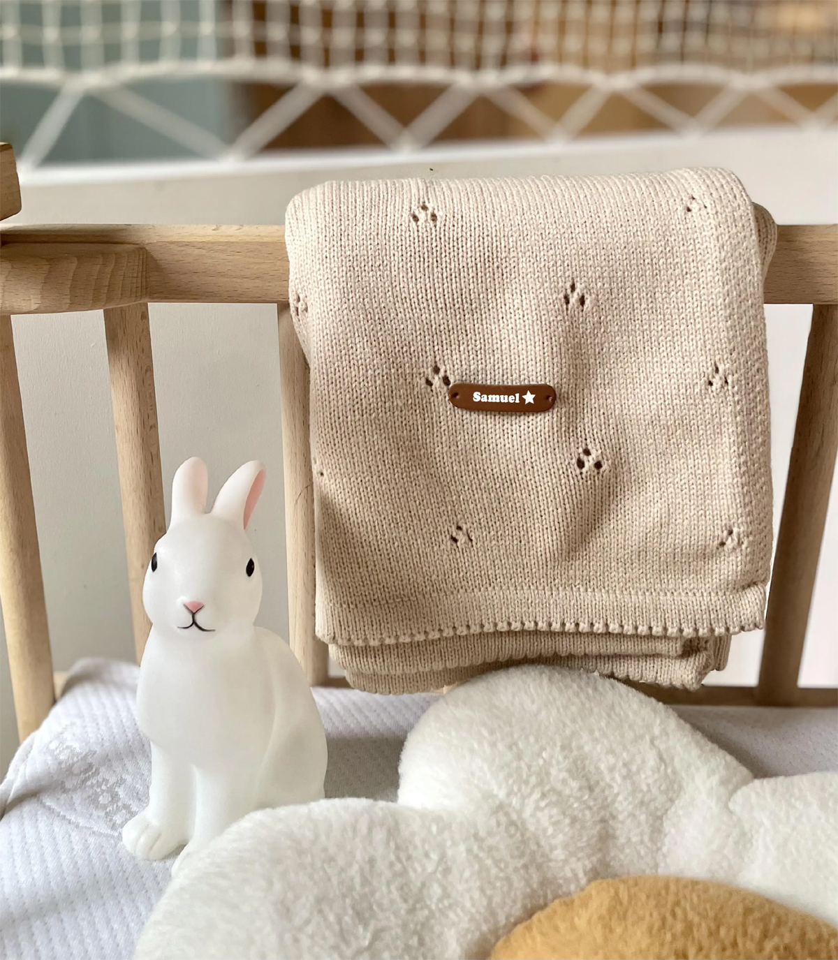 couverture ajourée personnalisés beige