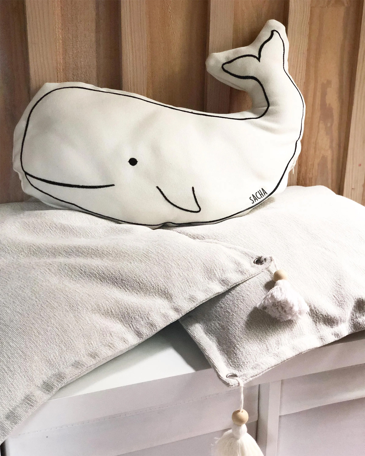coussin baleine prénom mot à personnaliser