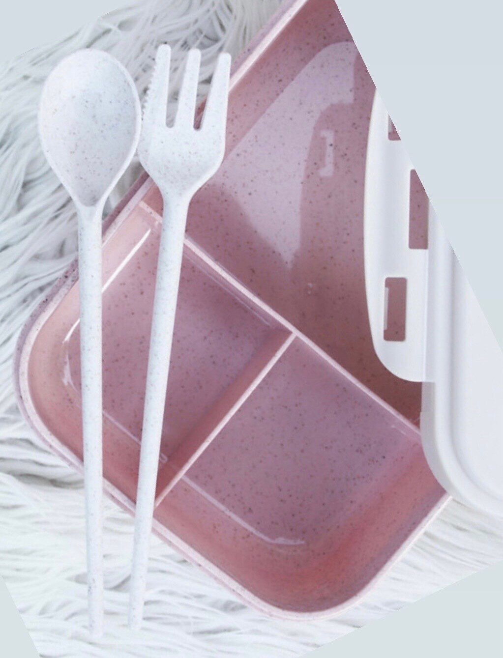 lunch box enfant rose avec couverts