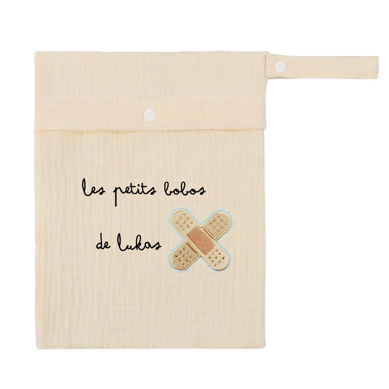 trousse double gaze bouton pression prenom pansement