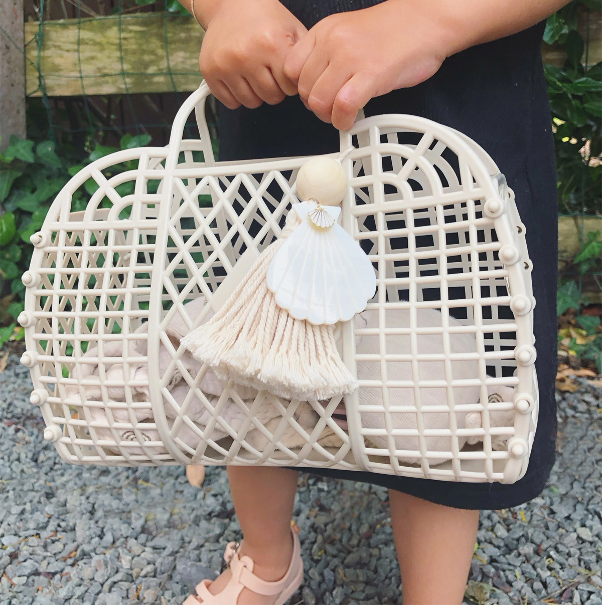 panier plage pliable plastique coquillage