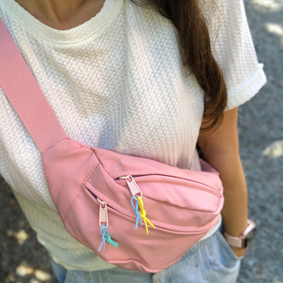 Sac banane pastel années 90 personnalisé - Bandoulière clip et 2 poches