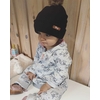 chapeau laine noir bébé avec pompon et prénom