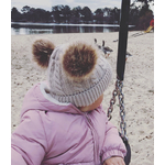 chaoeau bebe enfant laine torsades pompons fausse fourrure