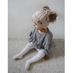bonnet enfant lainage beige double pompon