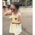 robe fille de plage écrue avec coeur en tissu mouton
