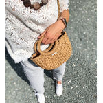 petit sac de plage en paille avec poignées rondes personnalisé