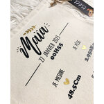 fanion déco en toile écrue avec date de naissance et détails dorés