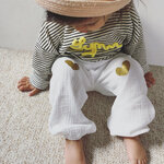pantalon baggy sarouel gaze blanc coeur doré aux genoux