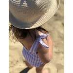maillot enfant rayé noué épaule rose