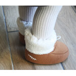 chaussons hiver motif feuillage prénom