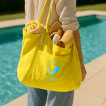 sac-plage-toile-jaune-vif-sirene-rose-fluo