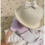 chapeau de plage enfant beige avec noeud