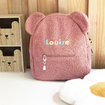 sac ourson enfant unisexe à oreilles avec prénom style rétro