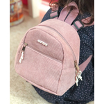 sac à dos rose en velours avec prénom doré et blanc