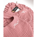 bavoir rose frou frou prénom coeur