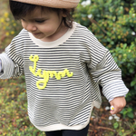 sweat enfant oversize prénom laine fluo