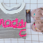 sweat été rose fluo rayures personnalisé