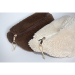 sac zippé épaule fausse fourrure marron beige