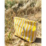 joli trousse maquillage accessoires jaune à rayures