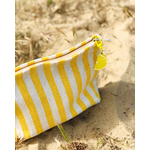 trousse plage été rayures jaune blanc