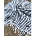 grande serviette de plage a franges rayée personnalisée