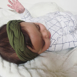 bandeau tressé vert kaki pour bébé