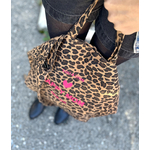 sac a main rose fluo imprime leopard