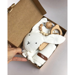 coffret cadeau naissance lapin gaze jouets bois
