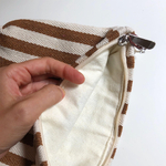 trousse de toilette marron rayée doublée coton charm glace