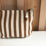 trousse de toilette chocolat à rayures zipée